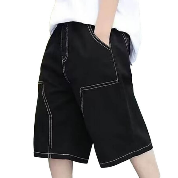 ZACPNCV Boys Cargo Shorts Summer Mulit Pockets Shorts Black 14-15 Years