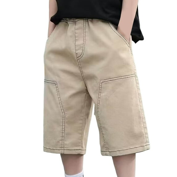 ZACPNCV Boys Cargo Shorts Summer Mulit Pockets Shorts Khaki 6-7 Years