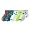 thumbnail image 1 of ZACPNCV Boys Crew Socks Unisex School Kids Cotton Athletic Socks with Stripes Letter 5 Pairs Navy 3-5 Years, 1 of 3