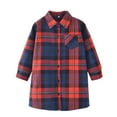 thumbnail image 1 of ZACPNCV Boys Flannel Shirts Button Down Long Sleeve Plaid Shirt Family Matching Outfits Navy 6-7 Years, 1 of 1