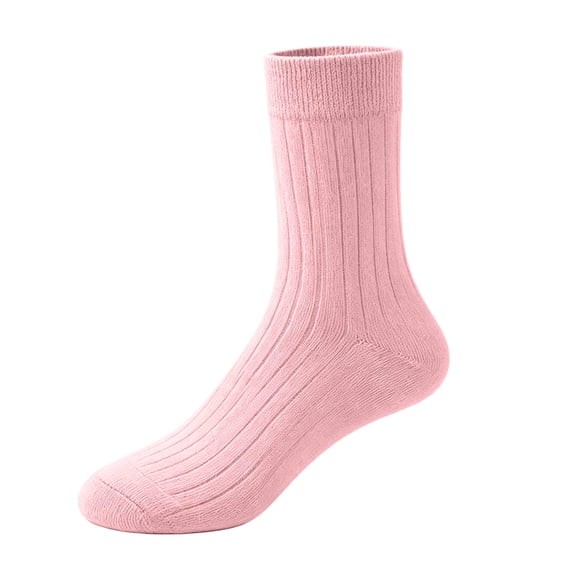 ZACPNCV Boys Girls Crew Socks Pure Color Cotton Blend Straight Tube Socks Soft Breathable Mid Calf Socks Pink
