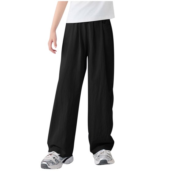 ZACPNCV Boys Girls Long Bloomers Soft Cotton Summer Pants Kids Solid Elastic Waist Harem Pants Basic Joggers Lounge Trousers Black 6-7 Years