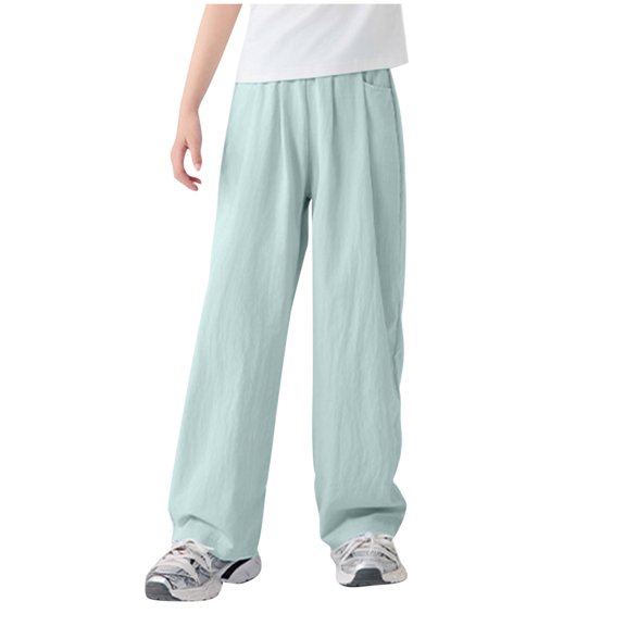 ZACPNCV Boys Girls Long Bloomers Soft Cotton Summer Pants Kids Solid Elastic Waist Harem Pants Basic Joggers Lounge Trousers Green 6-7 Years