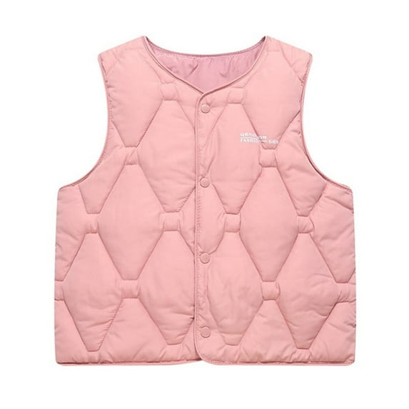 ZACPNCV Boys Girls Puffer Vest Winter Warm Lightweight Sleeveless Snow Vest Padded Waistcoat Pink 12-13 Years