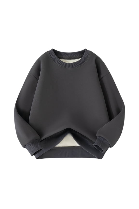 Boys Girls Pullover Sweatshirts Soft Long Sleeve with Elbow Patches Tops Kids Cotton Crewneck Sweatshirt Dark Gray 11-12 Years