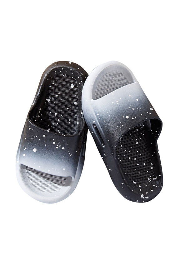 Boys Girls Slippers Non Slip Novelty Open Toe Sandals Cushioned Thick Sole Cute Cartoon Shower Slides Indoor Outdoor Black 5-6 Years