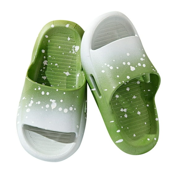 ZACPNCV Boys Girls Slippers Non Slip Novelty Open Toe Sandals Cushioned Thick Sole Cute Cartoon Shower Slides Indoor Outdoor Green 10-11 Years