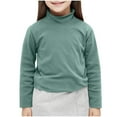 thumbnail image 1 of ZACPNCV Boys Girls Soft Cotton Long Sleeve Turtleneck Shirts Solid Color Fall T-Shirt for Kids Green 3-4 Years, 1 of 7