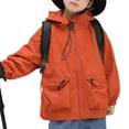 thumbnail image 1 of ZACPNCV Boys Girls Waterproof Hooded Jackets Cotton Lined Rain Jackets Orange 7-8 Years, 1 of 9