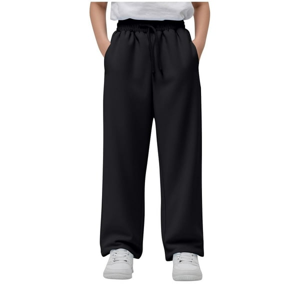 ZACPNCV Boys Harem Pants Solid Color Elastic Waist Soft Sweatpants Casual Loose Comfy Stretchy Summer Trousers Clothes Black 10-12 Years