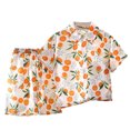 thumbnail image 1 of ZACPNCV Boys Hawaiian Outfit 2Pcs Set Summer Beach Crewneck Shirt Top and Shorts for Kids Multicolor 13-14 Years, 1 of 5