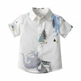 thumbnail image 1 of ZACPNCV Boys Hawaiian Shirt Kids Short Sleeve Button Down T Shirts Little Boy Beach Clothes Print Tops White 12-18 Months, 1 of 9