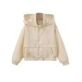 thumbnail image 1 of ZACPNCV Boys Hooded Windbreaker Jacket Kids Full Zip Stand Collar Elastic Cuff Hem Hoodie Jacket Solid Color Lightweight Casual Outerwear B-Beige, 1 of 9