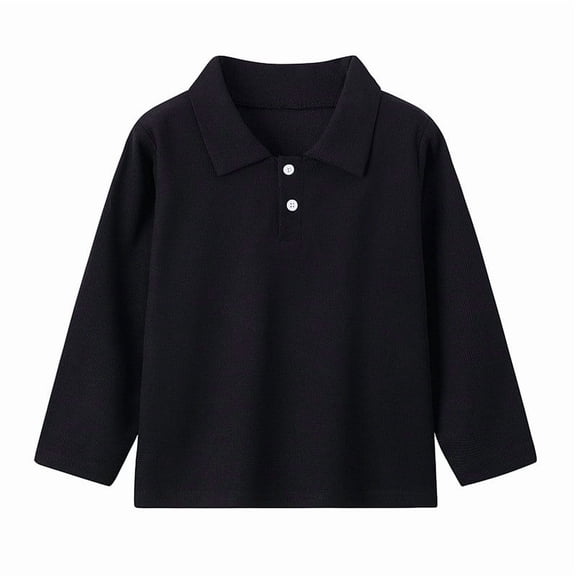 ZACPNCV Boys Long Sleeve Shirt Kids Casual Collared School Uniform Shirts Black 10-11 Years