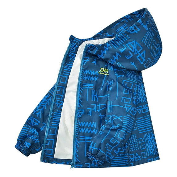 ZACPNCV Boys Rain Jacket with Detachable Hood Lightweight Raincoats for Kids Blue 7-8 Years