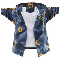ZACPNCV Boys Rain Jacket with Detachable Hood Lightweight Raincoats for Kids Navy 9-10 Years