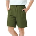 thumbnail image 1 of ZACPNCV Boys School Uniform Shorts Stretch Pull On Chino Shorts Youth Cropped Shorts with Pockets Olive Green 9-10 Years, 1 of 7