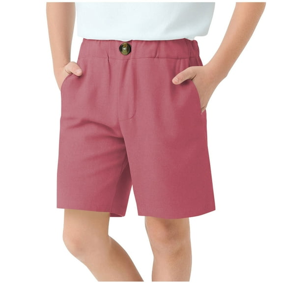 ZACPNCV Boys School Uniform Shorts Stretch Pull On Chino Shorts Youth Cropped Shorts with Pockets Pink 4-5 Years