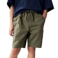 thumbnail image 1 of ZACPNCV Boys School Uniform Shorts with Pockets Jogger Summer Cargo Short for Kids Olive Green 7-8 Years, 1 of 7