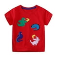thumbnail image 1 of ZACPNCV Boys Short Sleeve Crewneck T-Shirts Top Tees Dinosaur Prints Toddler Boys Cotton T-Shirt Red 5 Years, 1 of 6