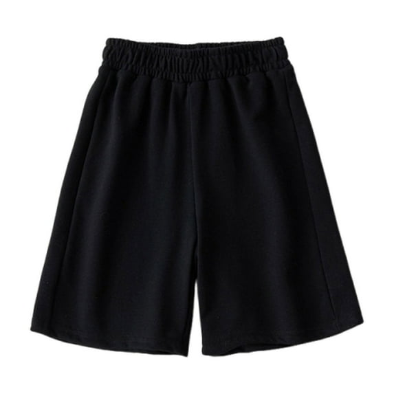 ZACPNCV Boys Shorts Elastic Waist Solid Color Wide Leg Knee Length Shorts for Kids Summer Sport Bermuda Shorts Black 9-10 Years