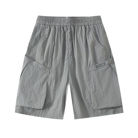 ZACPNCV Boys Shorts Elastic Waist Solid Color Wide Leg Knee Length Shorts for Kids Summer Sport Bermuda Shorts for Girls Gray 9-10 Years