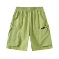 thumbnail image 1 of ZACPNCV Boys Shorts Elastic Waist Solid Color Wide Leg Knee Length Shorts for Kids Summer Sport Bermuda Shorts for Girls Green 11-12 Years, 1 of 5
