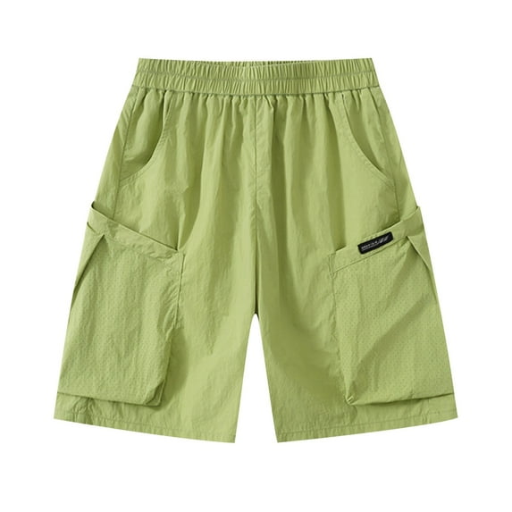 ZACPNCV Boys Shorts Elastic Waist Solid Color Wide Leg Knee Length Shorts for Kids Summer Sport Bermuda Shorts for Girls Green 11-12 Years