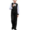 thumbnail image 1 of ZACPNCV Boys Suits Set Vest Pants Dress Shirt and Tie for Toddler Kids Formal Dresswear Black 15-16 Years, 1 of 5