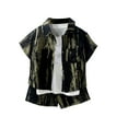 thumbnail image 1 of ZACPNCV Boys Summer Short Hawaiian Outfit Short Sleeve Button Down Shirt and Shorts Army Green 7-8 Years, 1 of 4