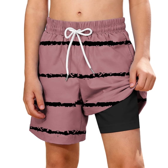 ZACPNCV Boys Swim Trunks with Compression Liner Boy Bathing Suit Quick Dry Board Shorts