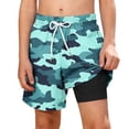 thumbnail image 1 of ZACPNCV Boys Swim Trunks with Compression Liner Quick Dry Swim Shorts for Boys Board Shorts Boxer Brief Swimwear, 1 of 1