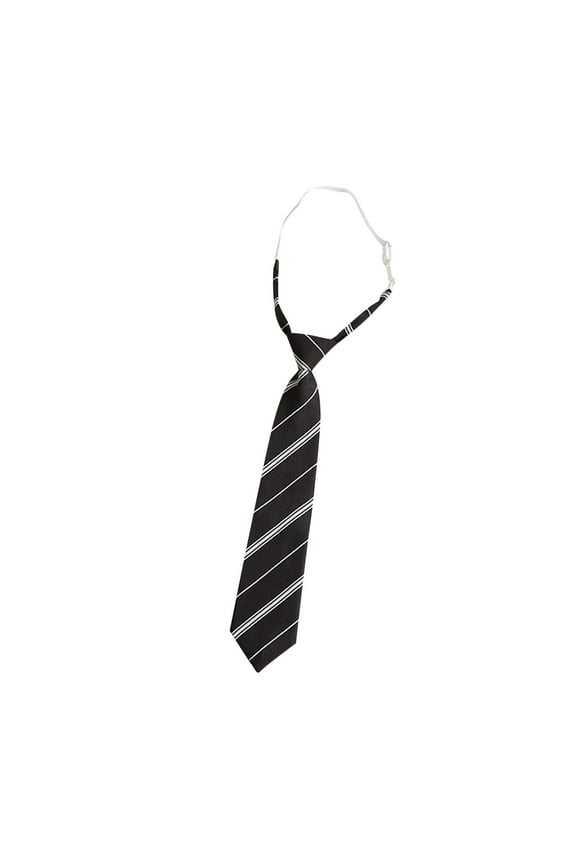 Boys Tie Striped Zipper Tie for Boys Pre-tied Adjustable Neckties for School Uniforms Wedding Graduation Black Free Size