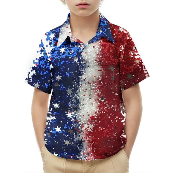 ZACPNCV Boys USA T Shirt Kids Patriotic Flag July 4th T-Shirt Independence Day Clothes Multicolor 14-15 Years