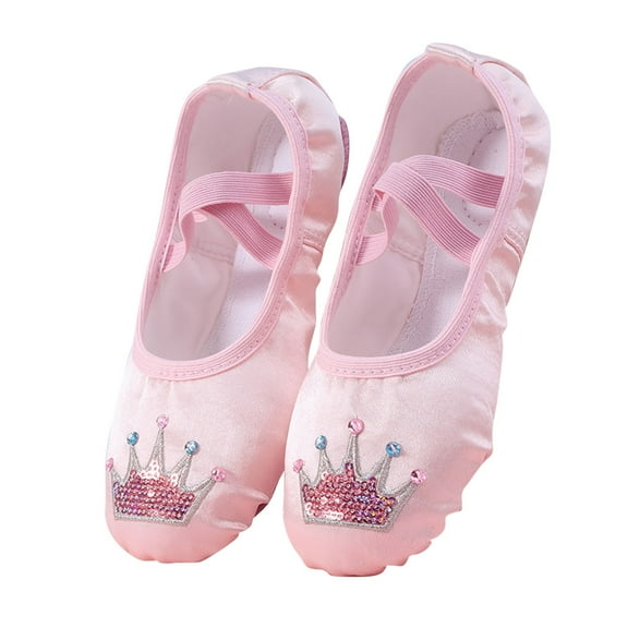 ZACPNCV Canvas Ballet Shoes Toddler Girls Ballet Slippers No-Tie Boys Dance Shoes Hot Pink 4-5 Years