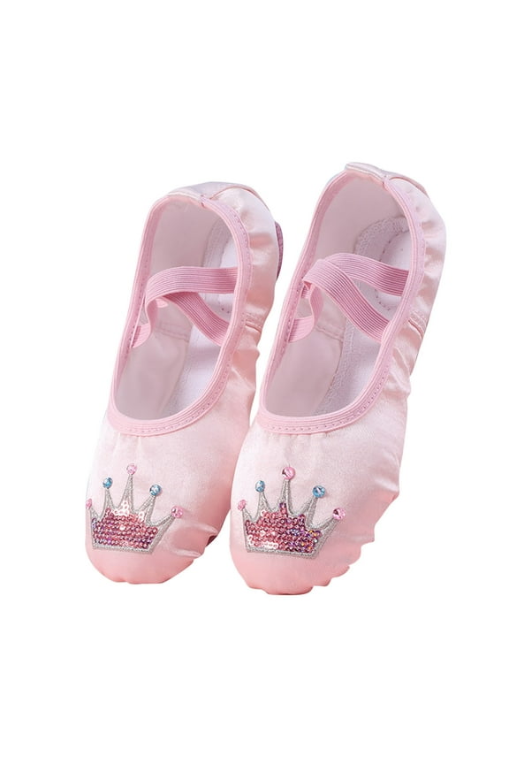 Canvas Ballet Shoes Toddler Girls Ballet Slippers No-Tie Boys Dance Shoes Hot Pink 4-5 Years