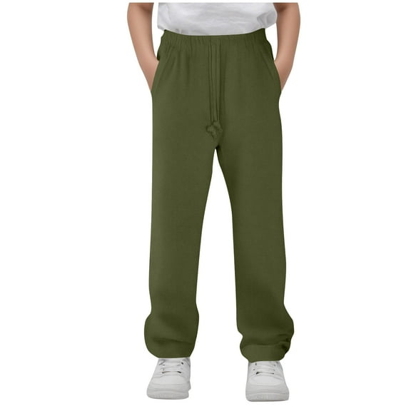 ZACPNCV Cargo Sweatpants for Teen Boys Casual Elastic Waist Dstring Sweat Pants Teens Active Workout Joggers with Pockets Olive Green 14-15 Years