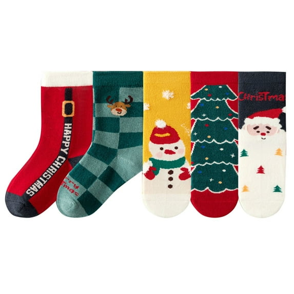 ZACPNCV Christmas Socks Children Socks Christmas Gift Kid Socks for Kid Boy Girl 5 Pairs Red 6 Years
