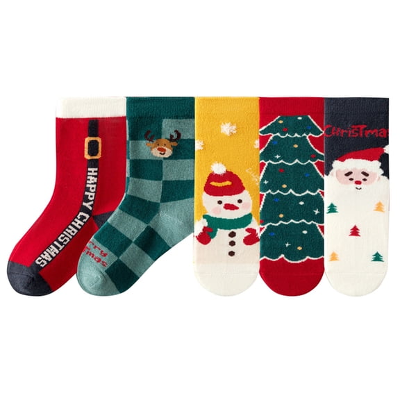 ZACPNCV Christmas Socks Children Socks Christmas Gift Kid Socks for Kid Boy Girl 5 Pairs Red 9 Years
