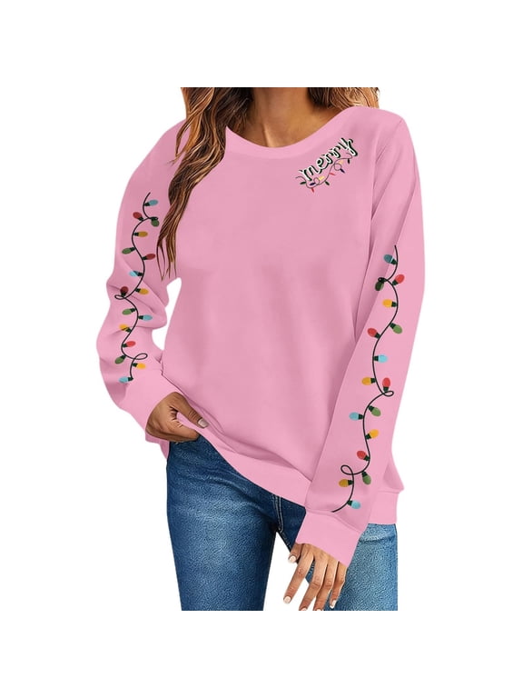 Christmas Sweater Women Reindeer Graphic Sweatshirts Oversized Christmas Tree Sweaters Xmas Pullover Tops