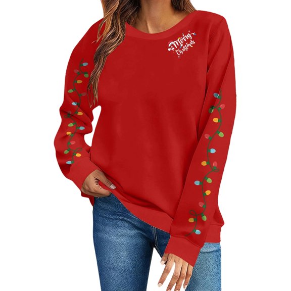 ZACPNCV Christmas Sweater Women Reindeer Graphic Sweatshirts Oversized Christmas Tree Sweaters Xmas Pullover Tops