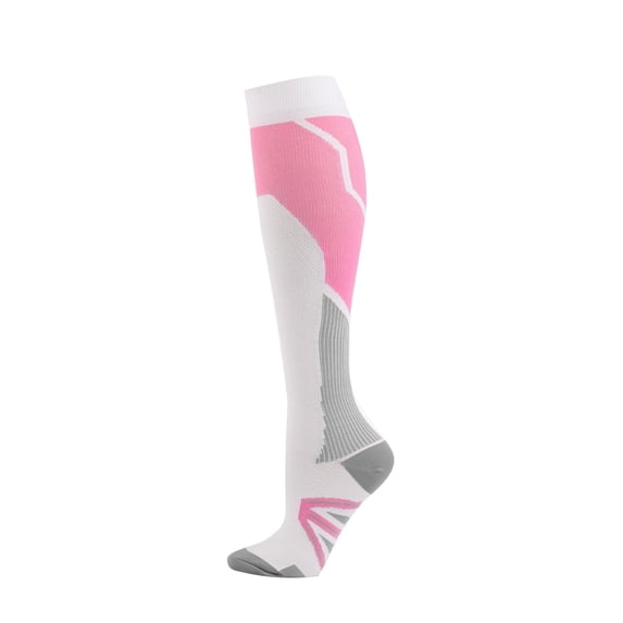 Lovskoo Compression Socks for Women and Men Circulation Athletic Running Cycling Pink L