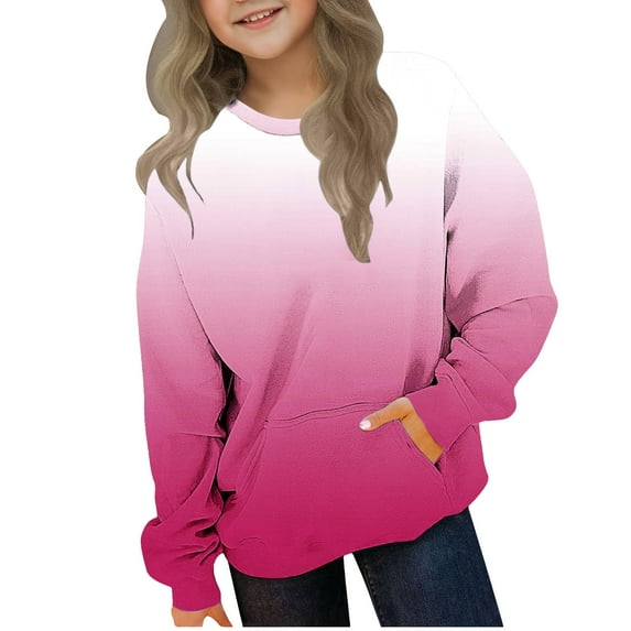 ZACPNCV Cute Hoodies for Girls Tie Dye Oversized Pullover Sweatshirts Long Sleeve Trendy Shirts Preppy Clothes Hot Pink 11-12 Years