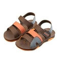 thumbnail image 1 of ZACPNCV Double Strap Sandals for Boys - Rubber Sole Amphibian Shoes for Beach Pool Hiking Walking Sports Brown 5.5-6 Years, 1 of 6