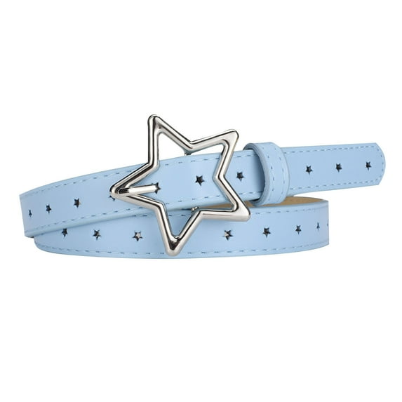 ZACPNCV Elastic Waist Belts for Girls Adjustable Buckle Stretch Belts Heart Buckle Waist for Pants Jeans Dress Sky Blue Free Size