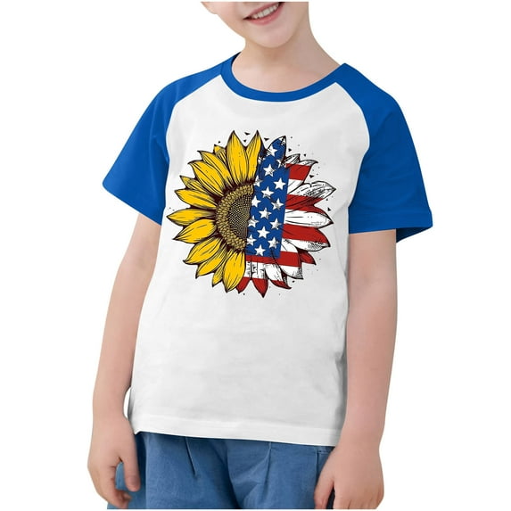ZACPNCV Flag Shirt for Kids Boys USA Flag T-Shirt 4th of July Shirt Patriotic Tee Tops Independence Day Gifts Blue 9-10 Years
