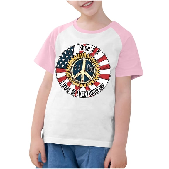 ZACPNCV Flag Shirt for Kids Boys USA Flag T-Shirt 4th of July Shirt Patriotic Tee Tops Independence Day Gifts Pink 3-4 Years