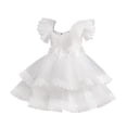 thumbnail image 1 of ZACPNCV Girl Flower Dress Flower Design Princess Wedding Dress for Toddler and Baby Girl White 4-5 Years, 1 of 6