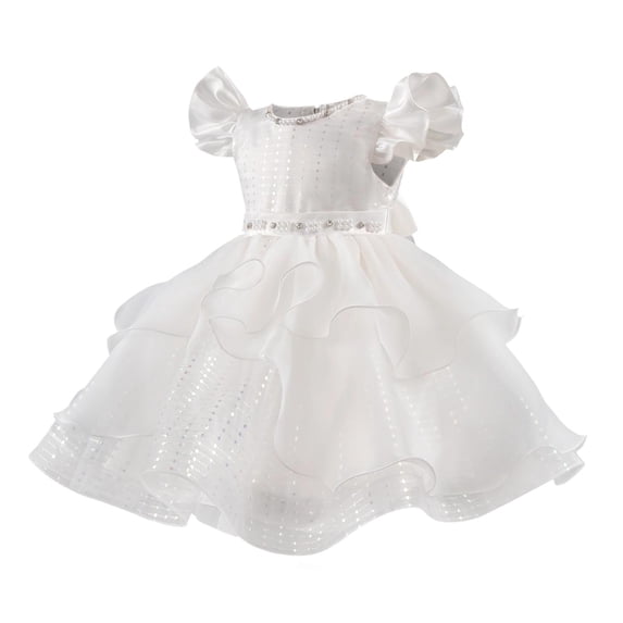 ZACPNCV Girl Flower Dress Flower Design Princess Wedding Dress for Toddler and Baby Girl White 9-10 Years