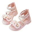 thumbnail image 1 of ZACPNCV Girl Sandals Flower Girls Summer Dress Shoes Open Toe Kids Wedding Party Princess Shoes Beach Shoes Pink 11-12 Years, 1 of 6